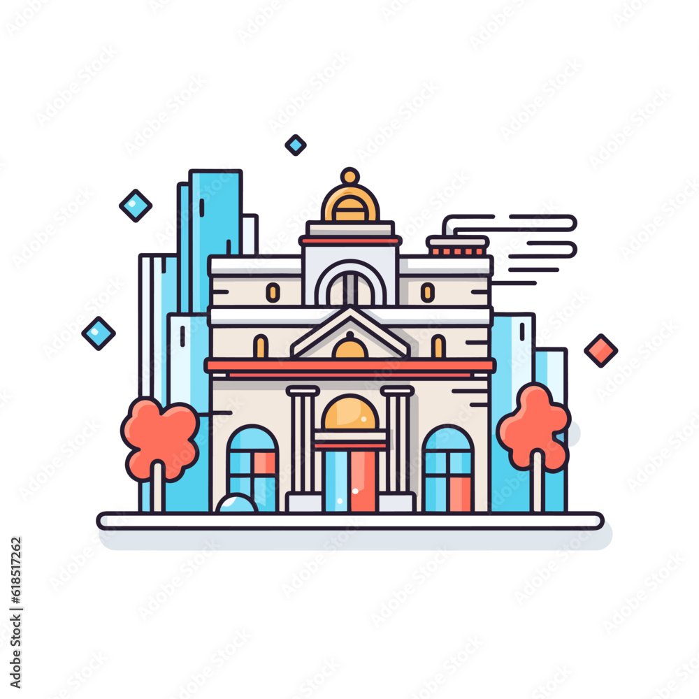 Fototapeta premium Bank building vector icon illustration