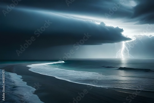 powerful storm over the vast expanse of the ocean generated by AI tool 