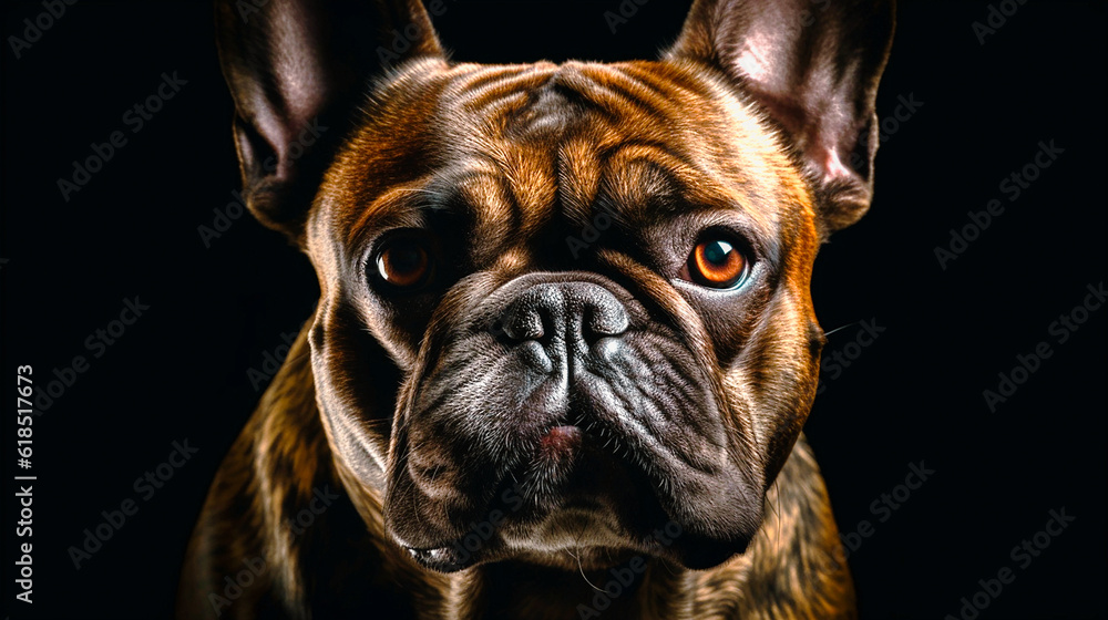 french bulldog portrait on black Generative AI