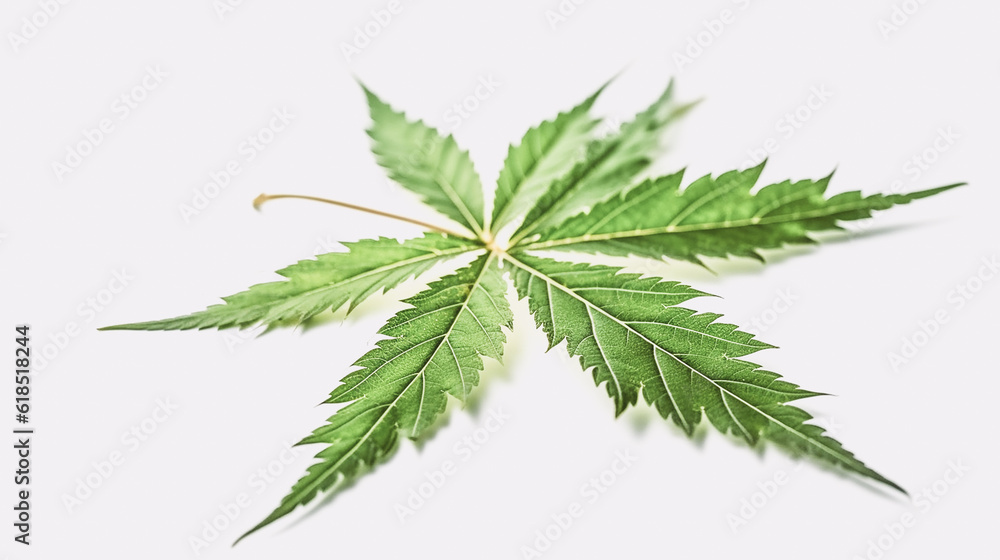 beautiful marijuana leaf isolated on white Generative AI beautiful marijuana leaf isolated on white Generative AI