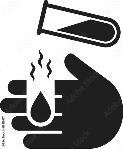 Acid icon, chemical burn hazard sign
