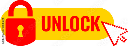Unlock web button on white background