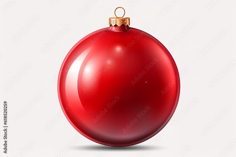 Realistic red Christmas ball isolated on a white background. Generative AI Realistic red Christmas ball isolated on a white background. Generative AI