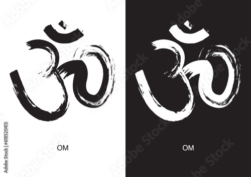 Poster of Om. Hinduism. Black ink design