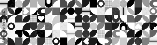Black and white abstract shapes background in geometric swiss style. Geometric posters in trendy bauhaus style. EPS 10