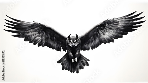 Flying owl with spread wings. © Alex Bur
