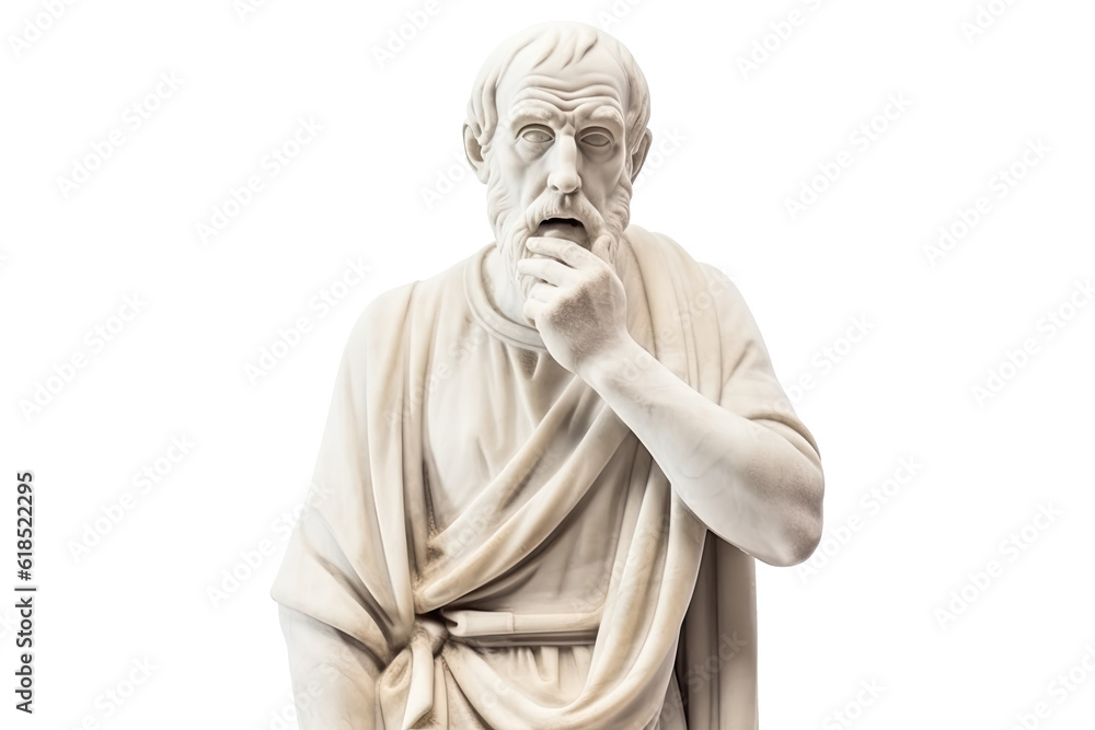 A marble statue of philosopher isolated on transparent background - Fictional Person, Generative AI A marble statue of philosopher isolated on transparent background - Fictional Person, Generative AI