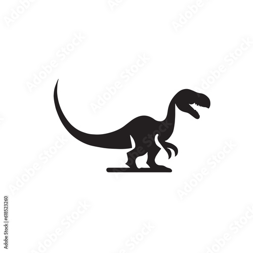 dinosaur illustration in black color. dinosaur logo vector icon illustration design template.