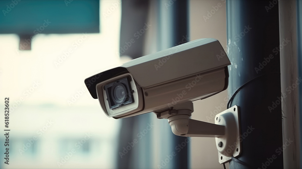 Security camera on modern building. Professional surveillance cameras. CCTV on the wall in the city. Generative AI Security camera on modern building. Professional surveillance cameras. CCTV on the wall in the city. Generative AI