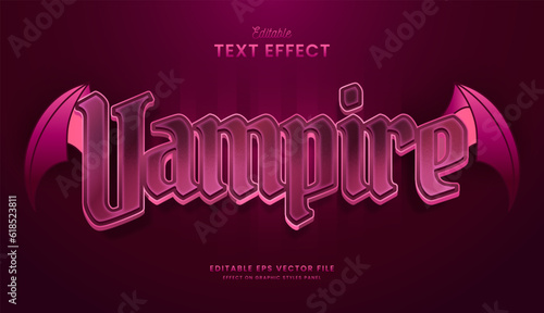 decorative elegant red vampire editable text effect vector design