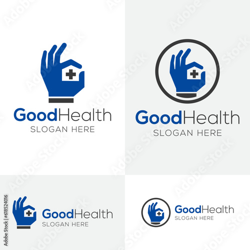 hand concept health care logo design vector icon symbol.
