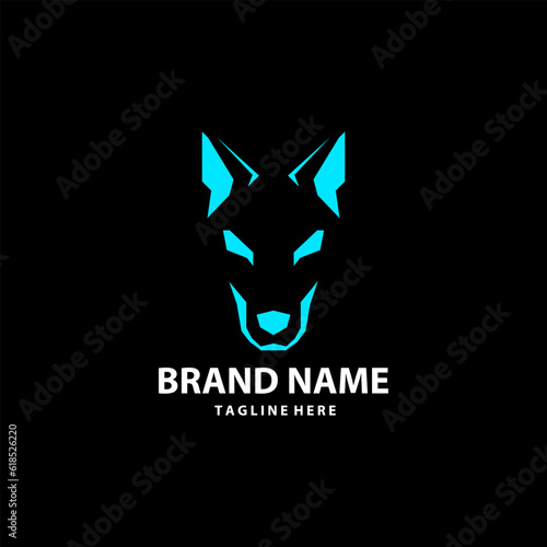 abstract logo  wolf head technology symbol design