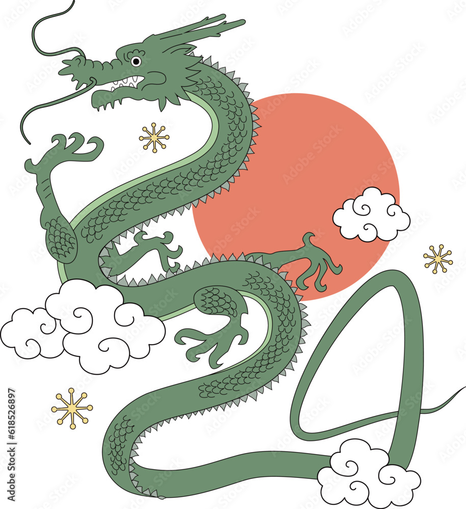 Fototapeta premium 年賀イラスト素材 龍 2024 辰年 #C01