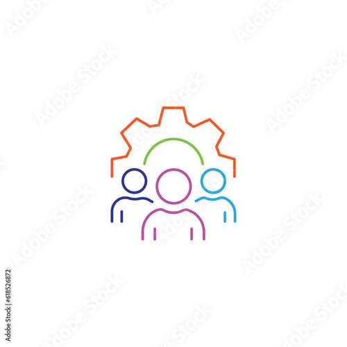 Management Icon. Teamwork management icon. Business team. Company leader, supervisor. Partnership icon. Organization workforce. Facility. Crowd management. Businessman career