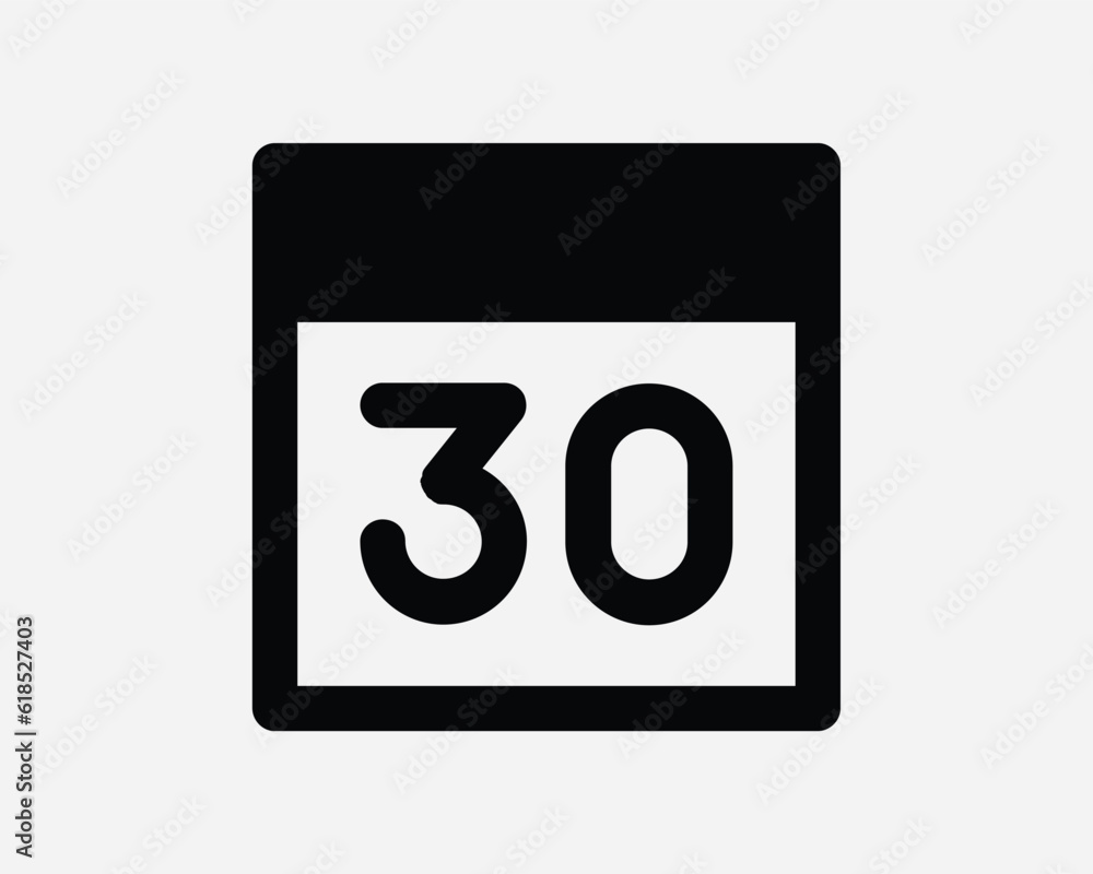 Calendar Month Icon. Thirty 30 Day Month Year Deadline Appointment Event Schedule Agenda. Black White Graphic Clipart Artwork Symbol Sign Vector EPS Calendar Month Icon. Thirty 30 Day Month Year Deadline Appointment Event Schedule Agenda. Black White Graphic Clipart Artwork Symbol Sign Vector EPS