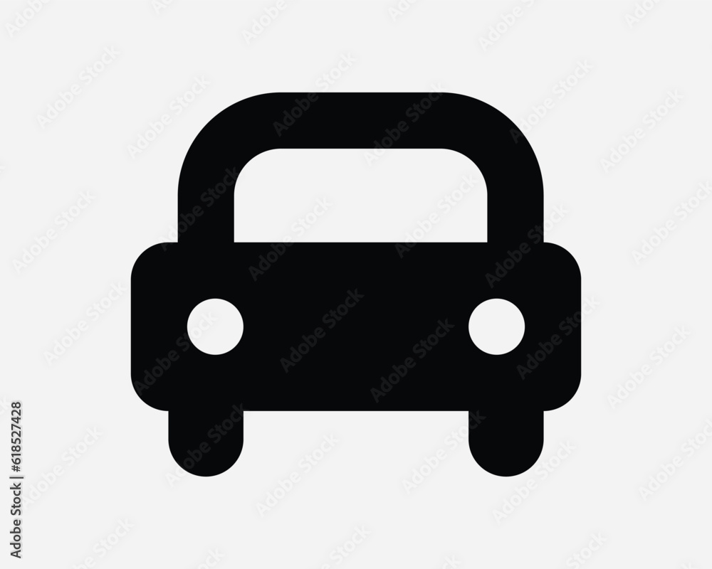 Car Front View Icon. Transport Transportation Vehicle Auto Automobile Shape Drive Head On. Black White Graphic Clipart Artwork Symbol Sign Vector EPS