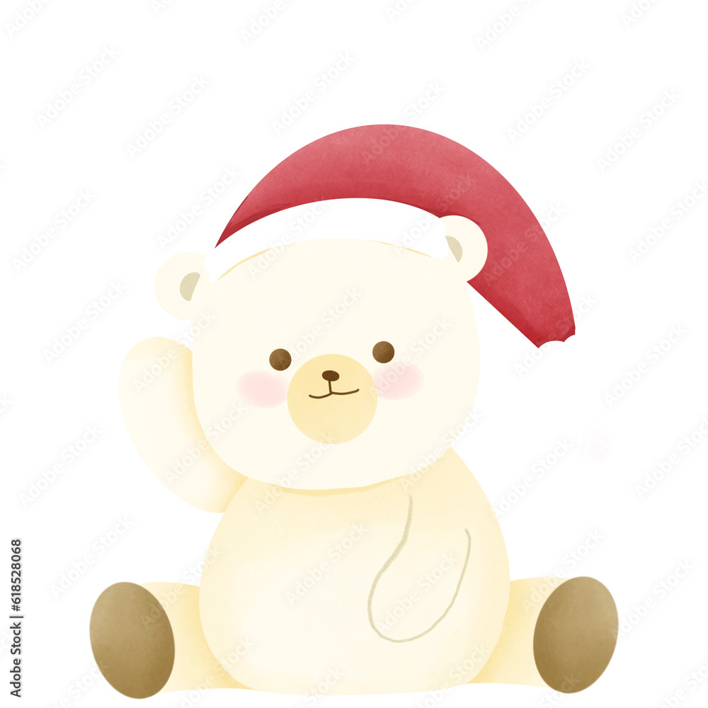 Christmas Polar Bear In Santa Red Hat Christmas Polar Bear In Santa Red Hat