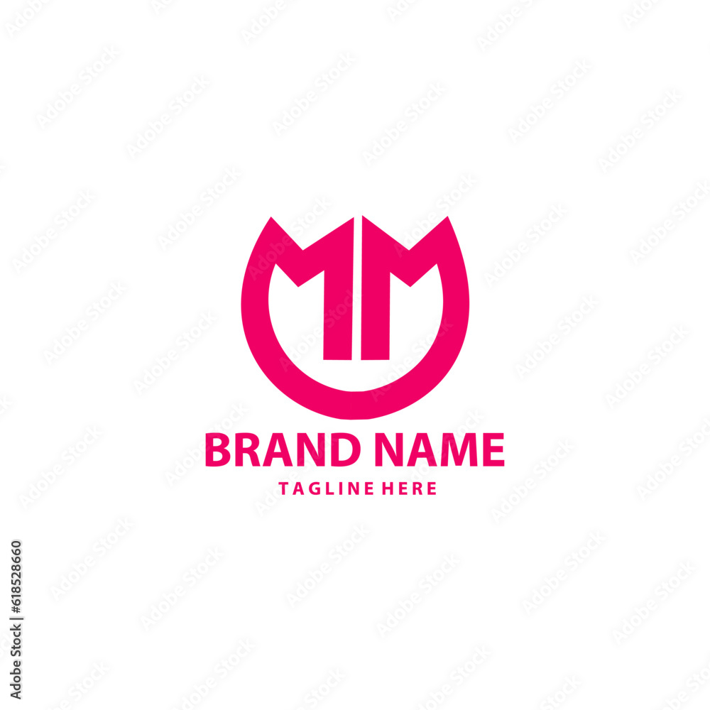 initial letter MM tulip shape logo design initial letter MM tulip shape logo design