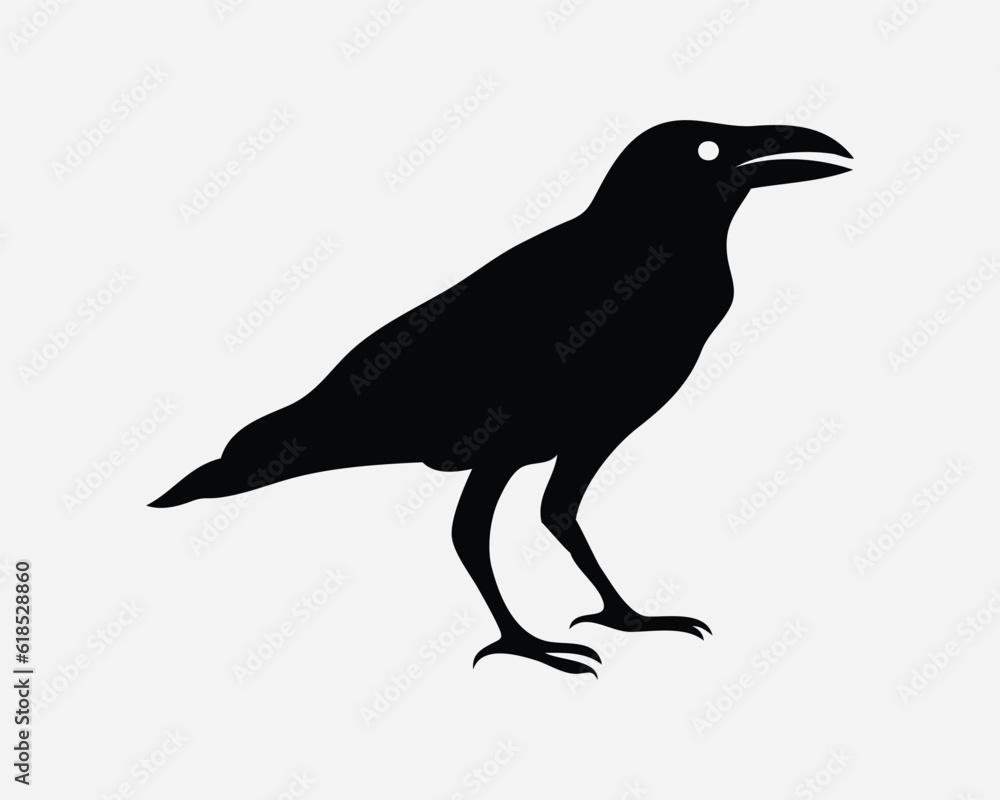 Crow Icon. Raven Wildlife Bird Animal Fly Stand Sit Nature Halloween Gothic. Black White Silhouette Graphic Clipart Artwork Symbol Sign Vector EPS Crow Icon. Raven Wildlife Bird Animal Fly Stand Sit Nature Halloween Gothic. Black White Silhouette Graphic Clipart Artwork Symbol Sign Vector EPS