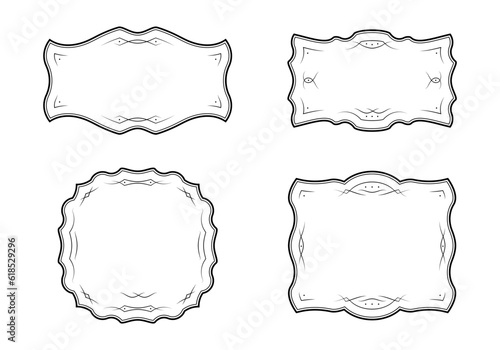 Vintage frame, retro border set. Classic decorative elements. Vector illustration.
