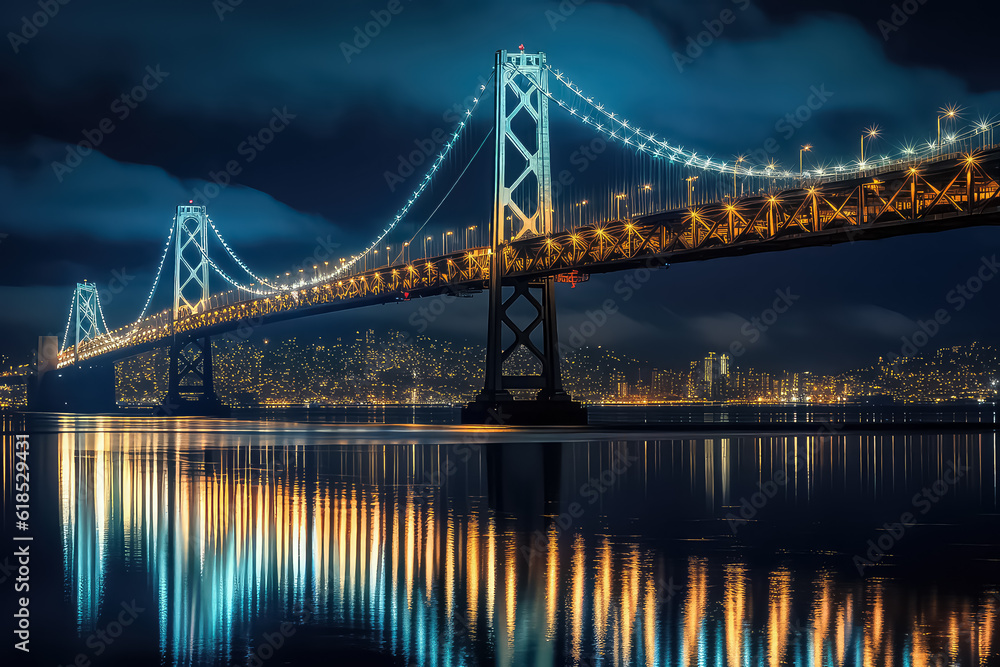 Twilight over the San Francisco-Oakland Bay Bridge and the skyline