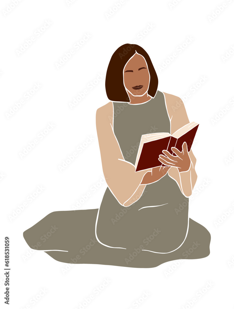 Abstract female reading a book illustration. Vector illustration. Abstract female reading a book illustration. Vector illustration.