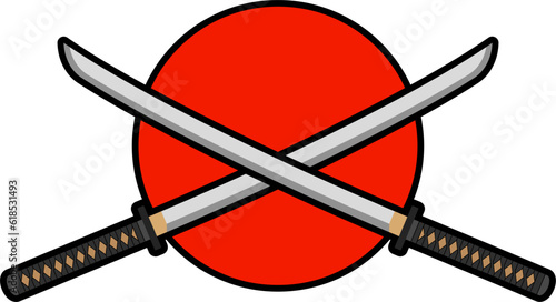 vector crossed katana on red circle
