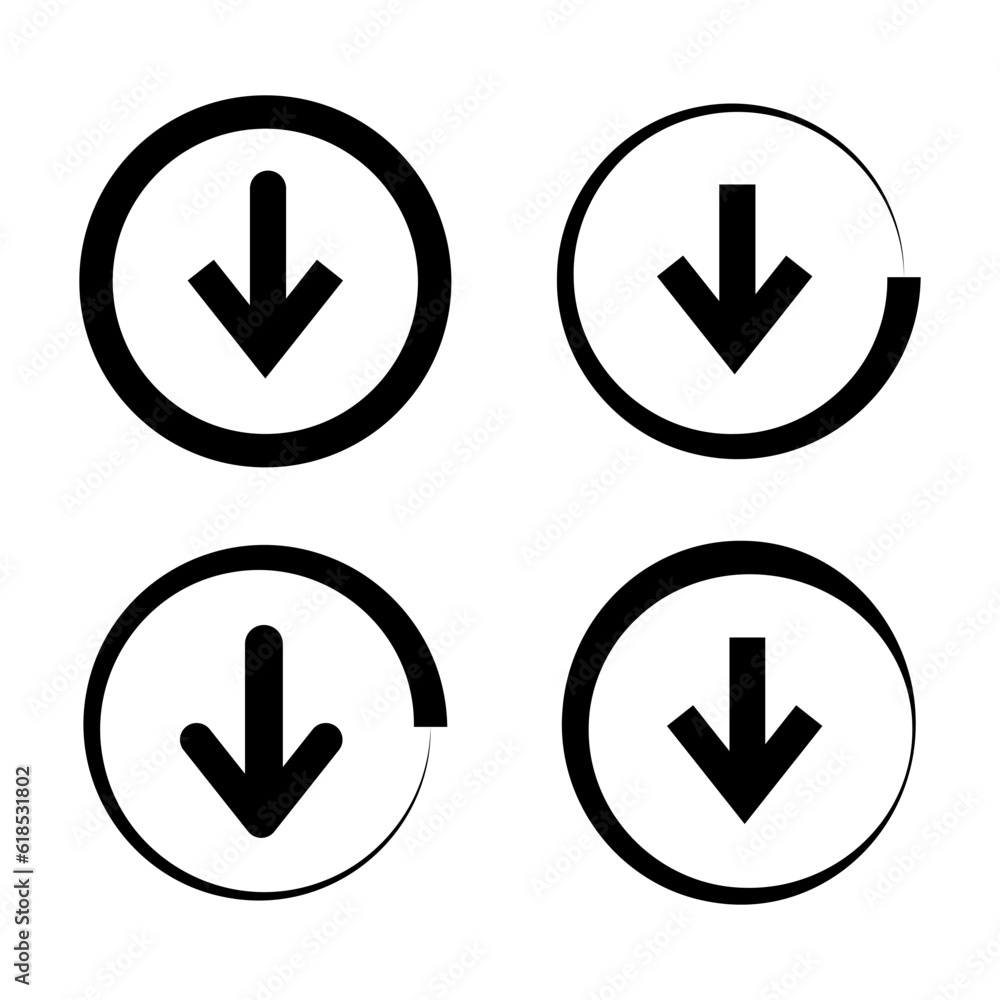 Arrow icon vector logo template in the black circle. Arrow icon vector logo template in the black circle.