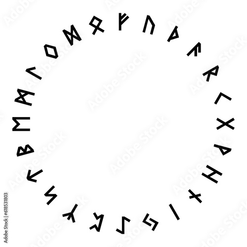 Old futhark rune wheel photo