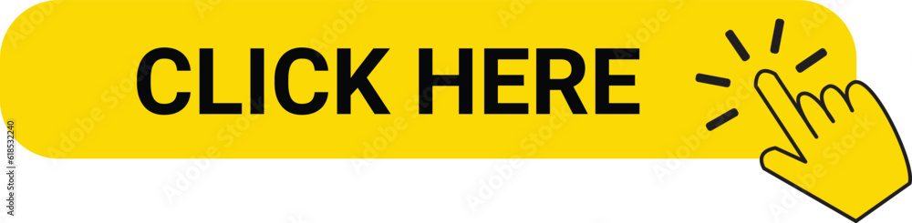 Click here button with hand clicking Click here button with hand clicking