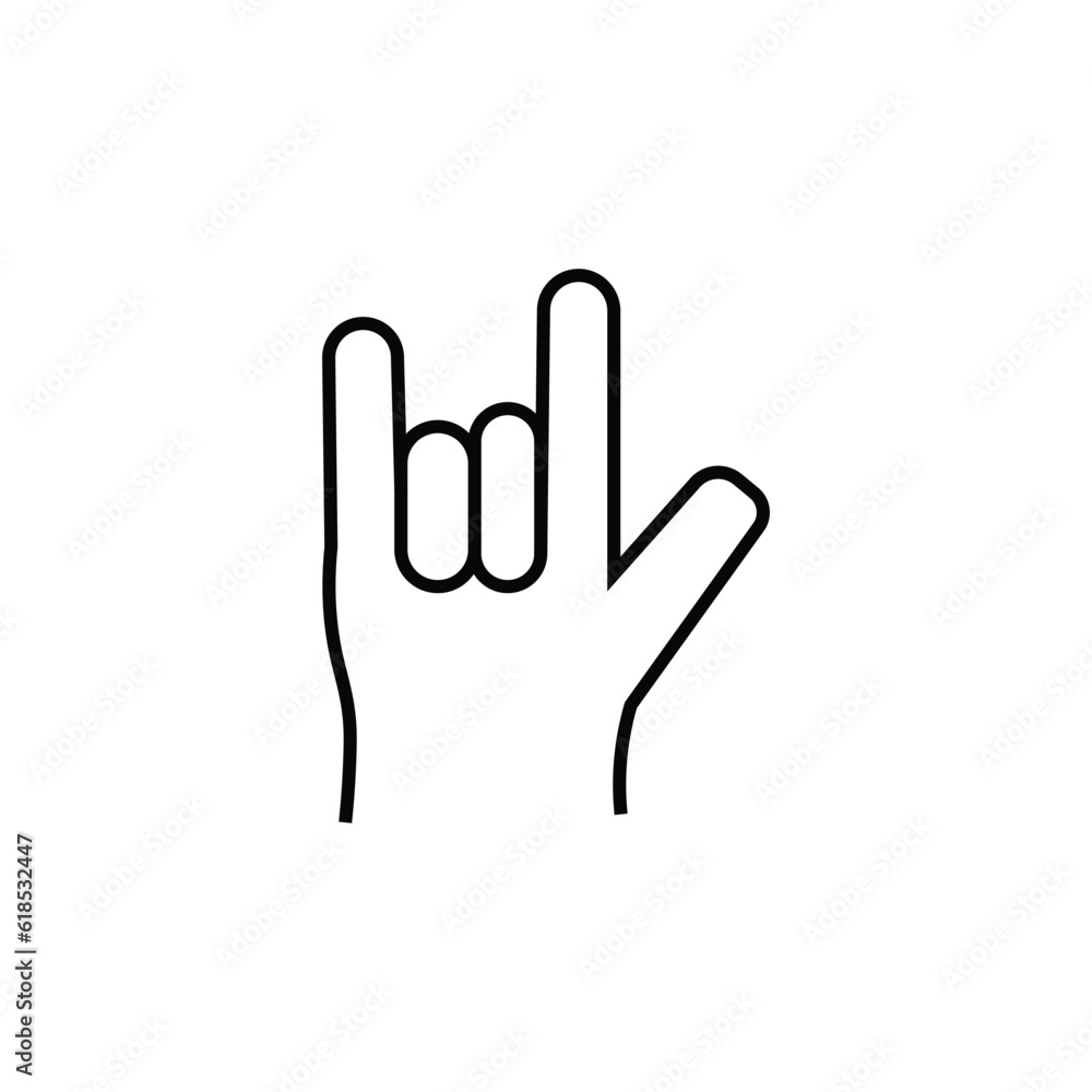 Love you hand gesture linear icon. Thin line illustration. Rock on. Horns emoji. Devil fingers. Heavy metal. Roll sign. Contour symbol. Vector isolated outline drawing. Editable stroke Love you hand gesture linear icon. Thin line illustration. Rock on. Horns emoji. Devil fingers. Heavy metal. Roll sign. Contour symbol. Vector isolated outline drawing. Editable stroke