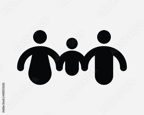 Family Hold Hand Icon. Father Mother Son Daughter Child Children Holding Arms Together. Black White Graphic Clipart Artwork Symbol Sign Vector EPS