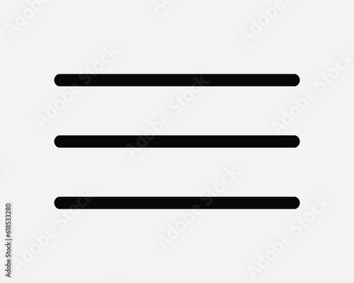 Hamburger Menu Icon. Web Website App Navigate Navigation Button UX UI User Interface Dropdown Drop Down Three Lines Black White Symbol Sign Vector EPS