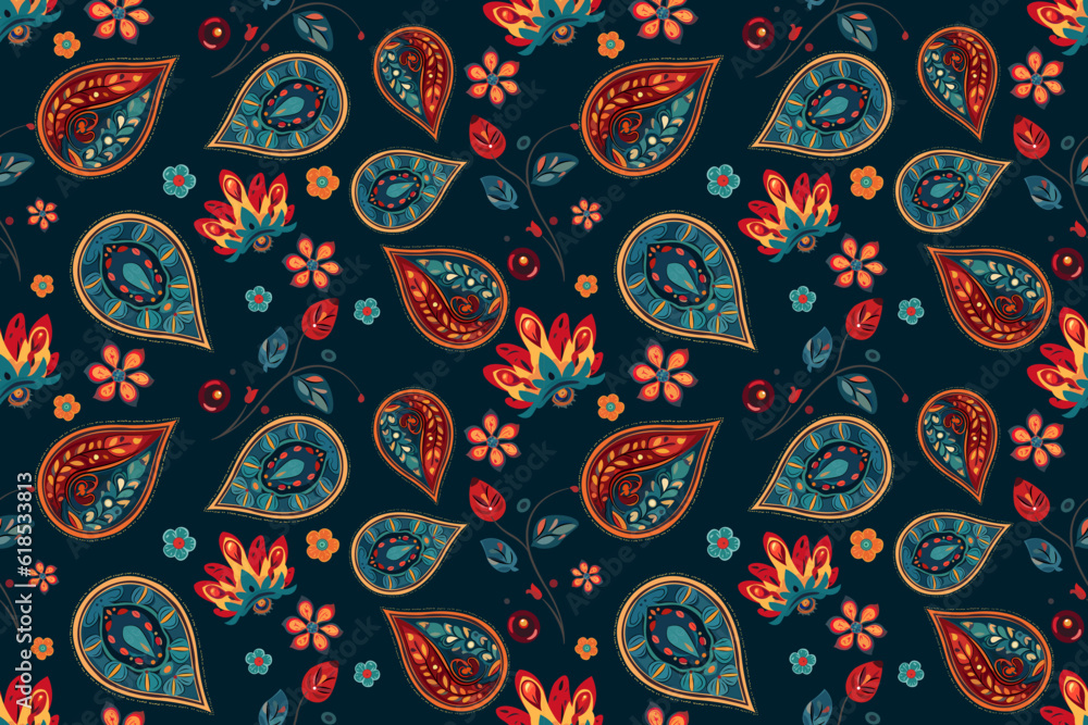 Paisley ethnic patterns design floral pattern with paisley and indian flower motifs. damask style pattern for textil and decoration Paisley ethnic patterns design floral pattern with paisley and indian flower motifs. damask style pattern for textil and decoration