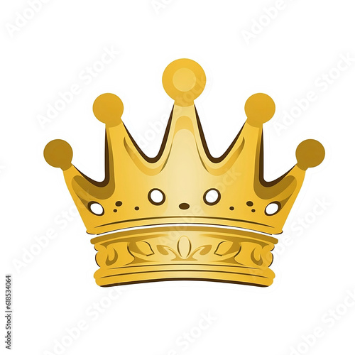 Creado por IA, corona dorada simbolo de la suerte, estilo pegatina, en fondo trasparente, ilustración