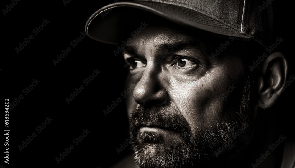 Serious man with beard exudes confidence generated by AI Serious man with beard exudes confidence generated by AI