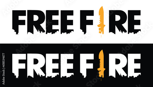 Jakarta, Indonesia - July 1, 2023: Free FIre vector set logo printed on paper and placed on white background