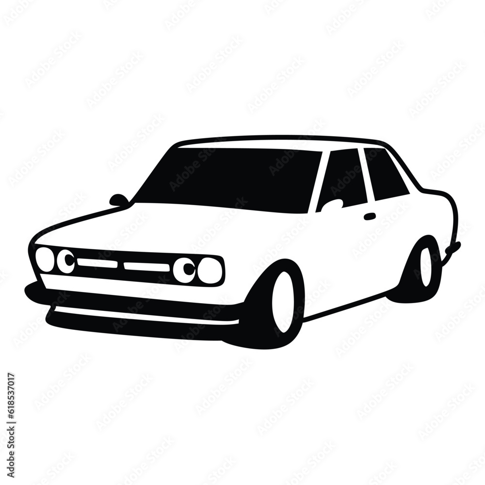 modded short car, car symbol icon, black white line art, vector modded short car, car symbol icon, black white line art, vector