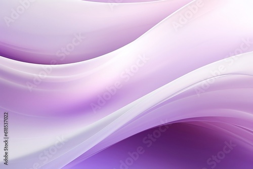 Purple background with soothing abstract purple and white ribbon waves. Created using generative AI. 