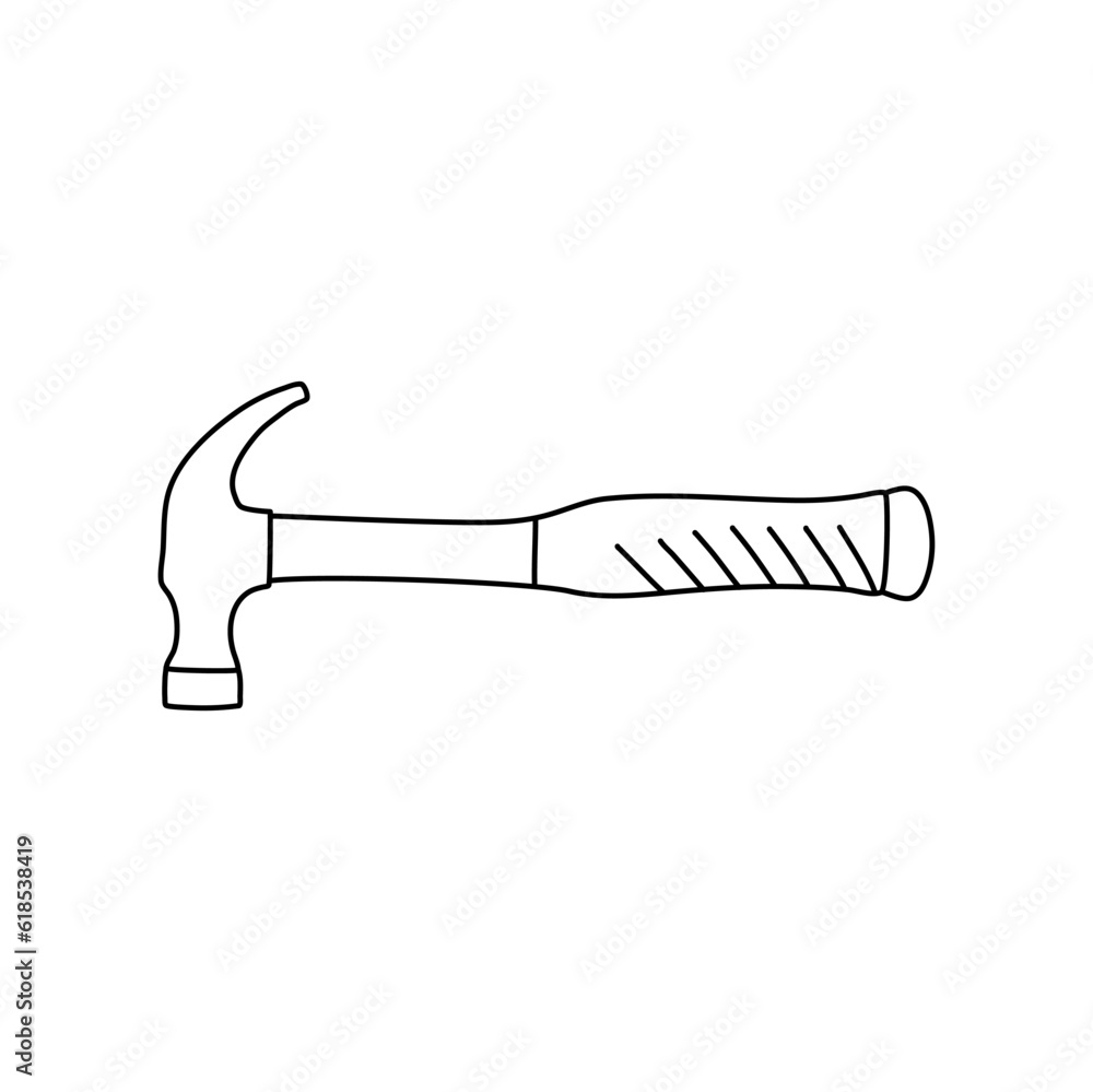 Hammer Hand drawn doodle vector icon, isolated on white background Hammer Hand drawn doodle vector icon, isolated on white background