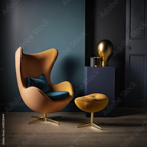 Egg Chair and Ottoman - Fritz Hansen  1960s French Salon Design  photo