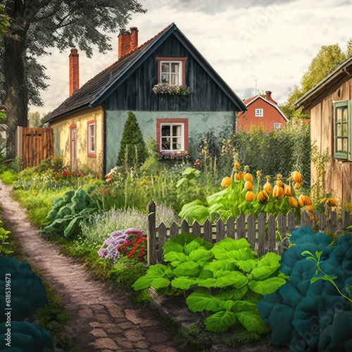 Blooming Bounty: A Village Garden of Flowers and Vegetables 