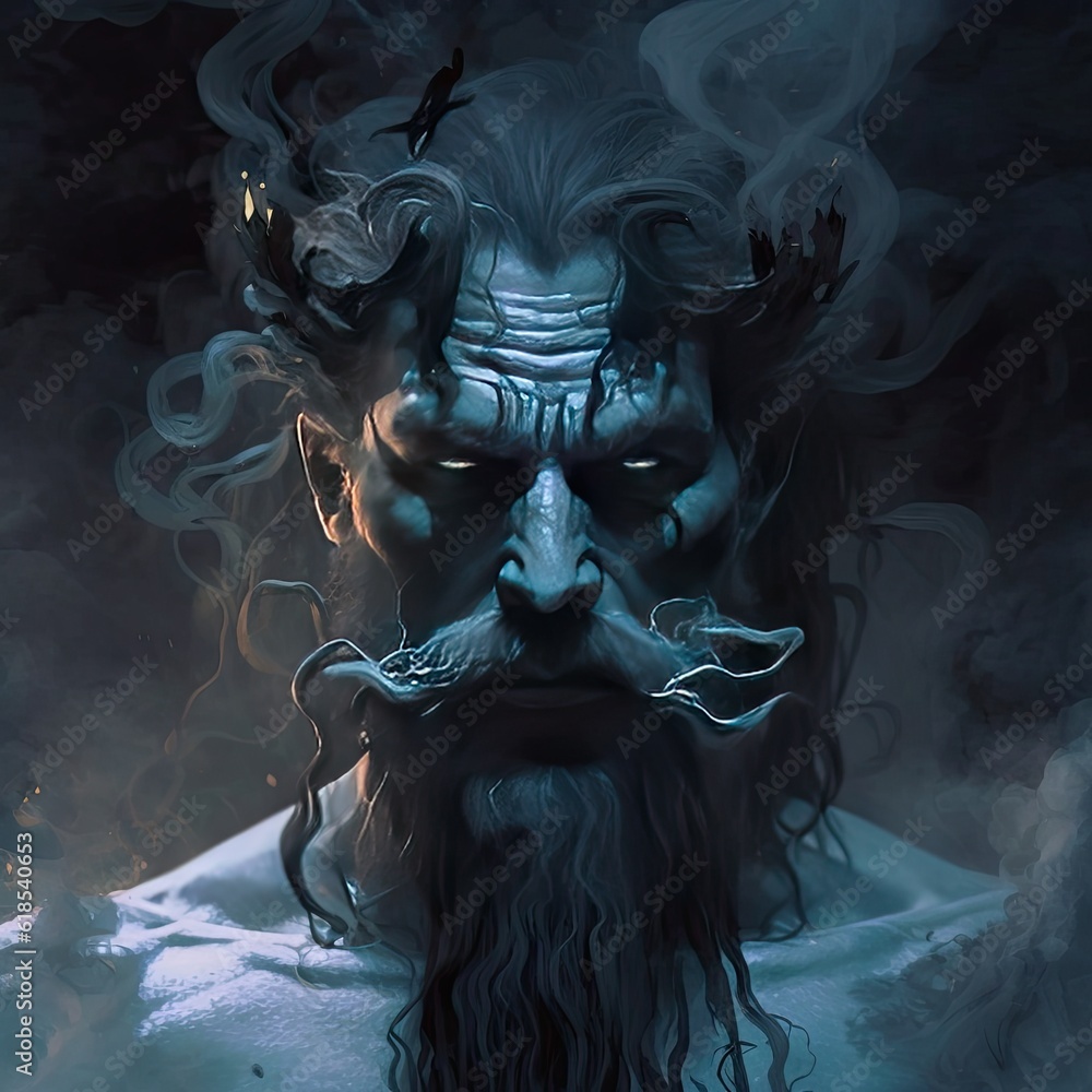 Φωτογραφία Underworld's Ruler: A Photorealistic Portrait of Hades with an Intricate and Ele
