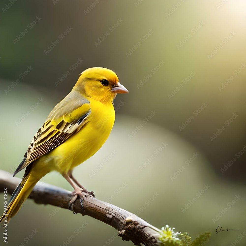 a delightful canary bird perched on a delicate branch. Its feathers are a brilliant shade of yellow, exuding a sunny and cheerful vibe a delightful canary bird perched on a delicate branch. Its feathers are a brilliant shade of yellow, exuding a sunny and cheerful vibe