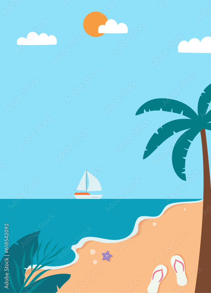 Summer beach portrait illustration design