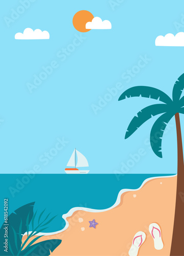 Summer beach portrait illustration design