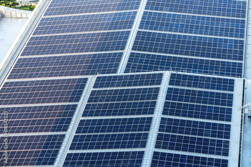 Wallpaper Mural Landscape of Solar cell panels on the roof, Roof Of Solar Panels. View of solar panels (solar cell) in the roof house with sunlight, Ecological energy renewable solar panel plant Torontodigital.ca