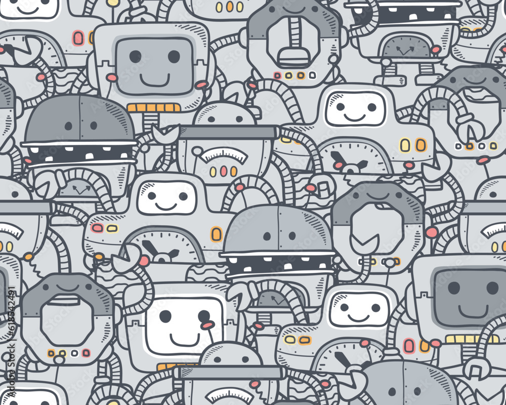 Seamless pattern vector of funny robot cartoon Seamless pattern vector of funny robot cartoon