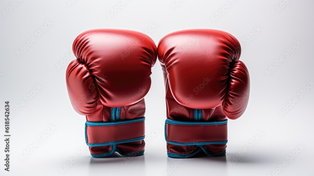 Red and blue boxing gloves isolated on white background.