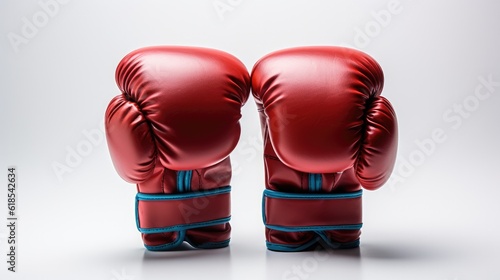 Red and blue boxing gloves isolated on white background. © visoot